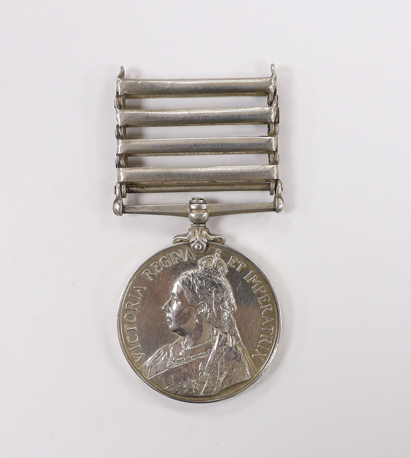 A Queen's South Africa medal to Pte. T. Simpson, Royal Fusiliers, with bars for Cape Colony, Orange Free State, South Africa 1901 and South Africa 1902